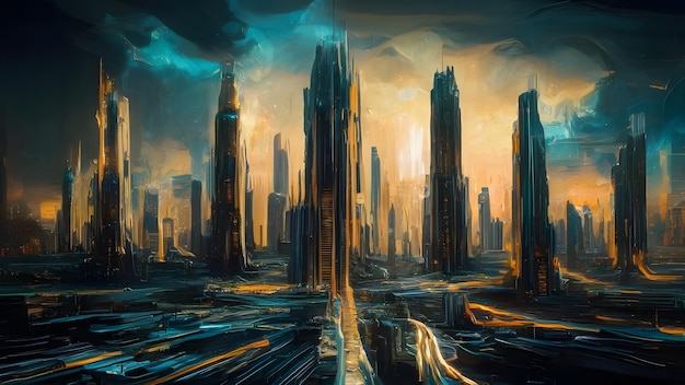 AI Generated Futuristic Cityscape