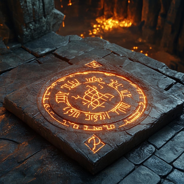 Photo ai generated glowing runes surrounding enchanted object