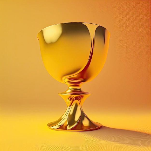 Ai generated gold colored trophy against yellow background