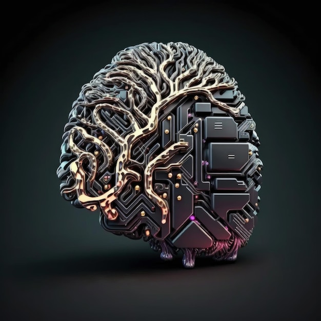 Ai generated illustration about the human brain and computer