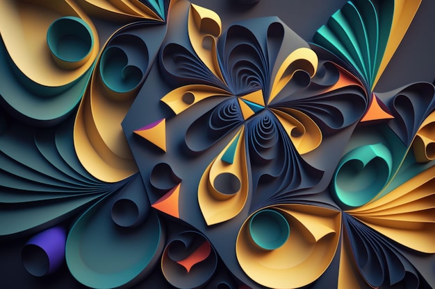 AI-generated illustration of an abstract 3D colorful pattern.