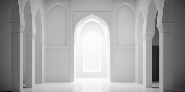 Ai generated an illustration of the architectural design of interior of Muslim Mosque