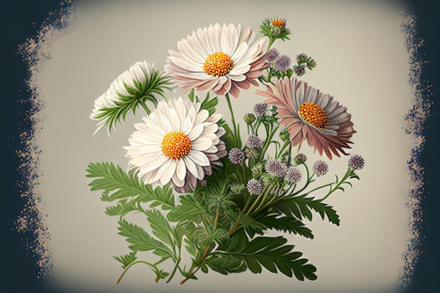 AI generated illustration of beautiful aster flowers