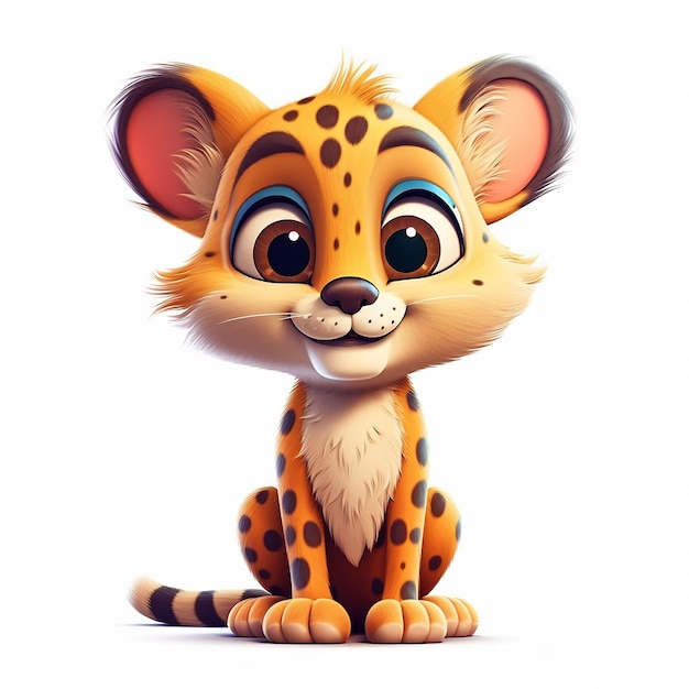 An AI generated illustration of a cartoon tiger with a friendly smile on a white background