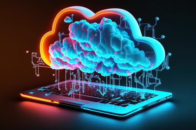 Ai generated illustration of Cloud computing concept in pastel color