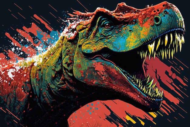 AI generated illustration of a colorful dinosaur