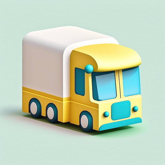 ai generated Illustration of cute 3d shipping truck isolated white