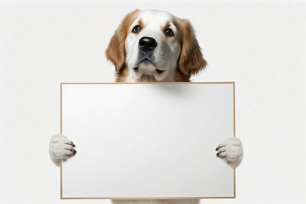 AI generated illustration of dog with big blank poster