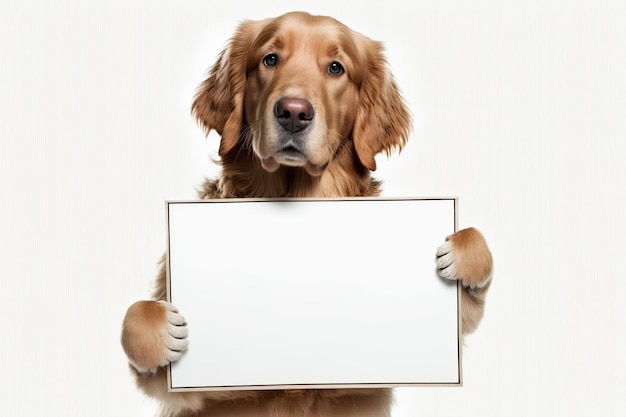 AI generated illustration of dog with big blank poster