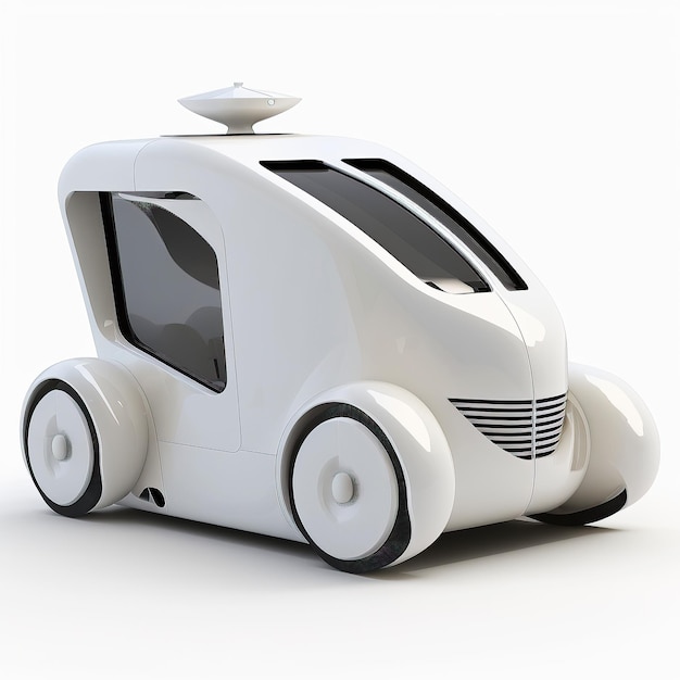 Ai generated illustration ev small car against white background