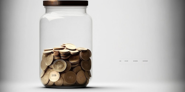 Ai generated Illustration finance item jar half full of pennies