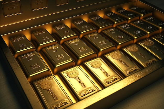 Ai generated illustration gold bars in the deposit box