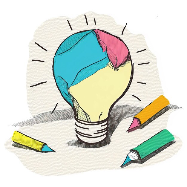 Ai generated illustration Light bulbs with crumpled paper idea creativity concept