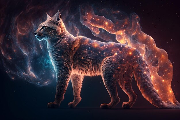 AI generated illustration of a majestic cat as a spiritual animal