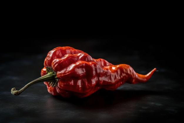 AI generated illustration of a red chili pepper isolated on a dark background