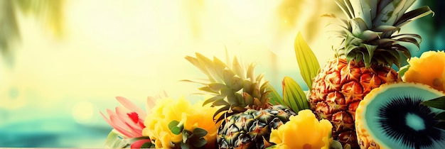 Ai generated illustration of trendy and colourful of Summer with juicy fruits