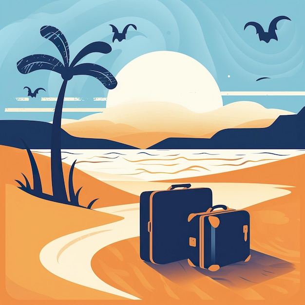 Ai generated Illustration of vacation on tropical sunny beach and beautiful sand