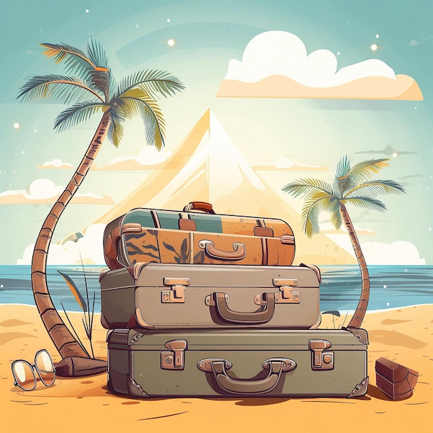 Ai generated Illustration of vacation on tropical sunny beach and beautiful sand