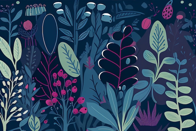 AI generated illustration of vibrant arrangement of flowers in dark tones, perfect for backgrounds