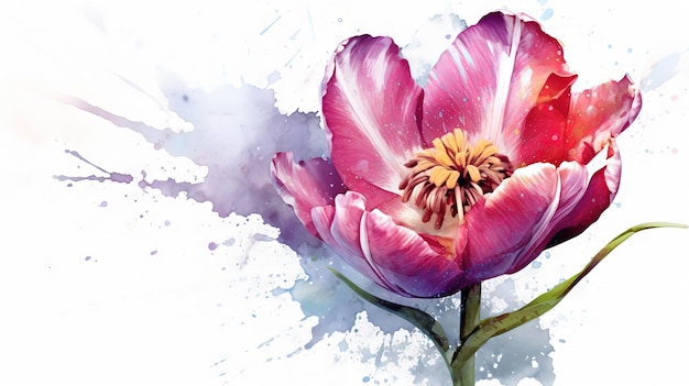 An AI generated illustration of a vibrant watercolor painting featuring a flower on a white background