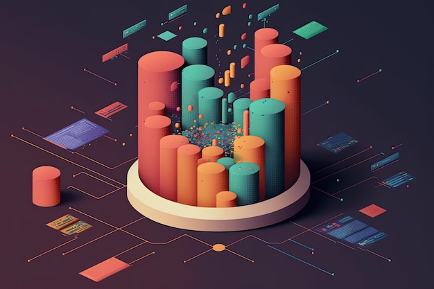 Ai generated illustration visualization of big data digital data streams in the data center