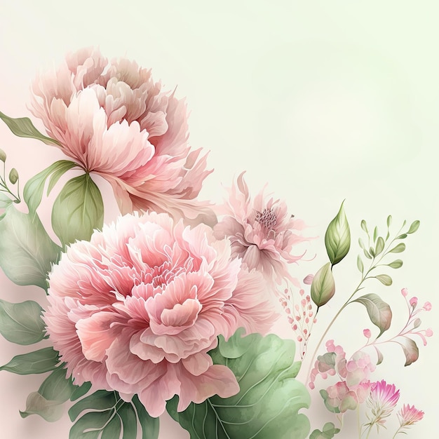 AI generated illustration of a watercolor floral frame background