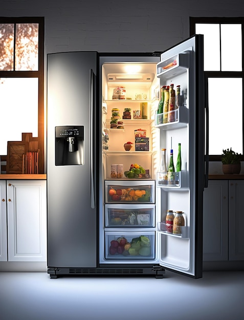 Ai generated illustration White fridge with sidebyside door system