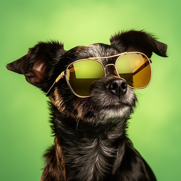 AI generated image of cute pet animals wearing sunglasses in the abstract background