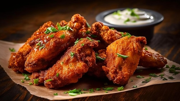 AI generated image of delicious chicken wings