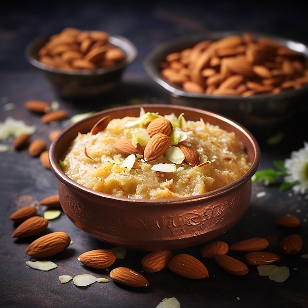 AI generated image of delicious sweet halwa in the abstract background