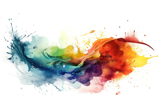 AI generated image of an explosion of colored inks on a white background Mixes and shapes