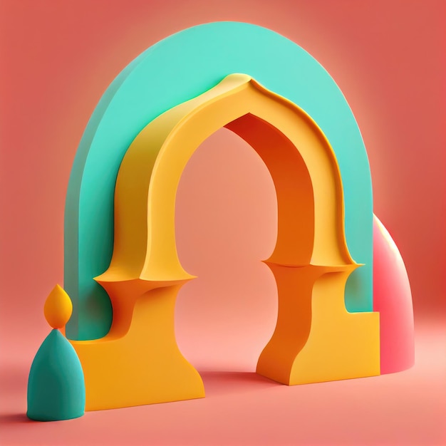 Ai generated image of plasticine arch of mosque