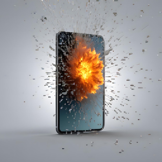 Ai generated image of smart phone exploded