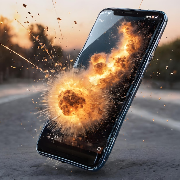 Ai generated image of smart phone exploded