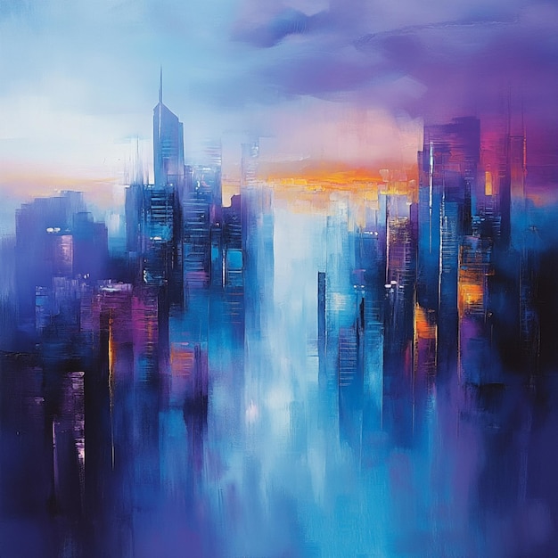 Photo ai generated images luxurious mists mirroring the shades of a dynamic cityscape2