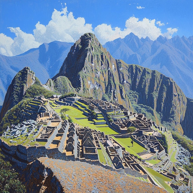 Photo ai generated images machu picchu with an unmistakable blue sky1