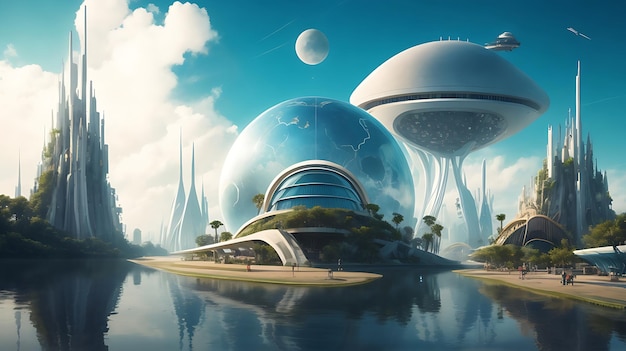 Ai generated incredible future world planet