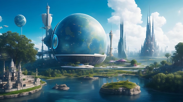 Ai generated incredible future world planet