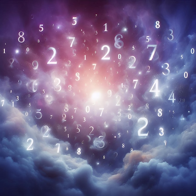 Photo ai generated numerology numbers in cosmic world