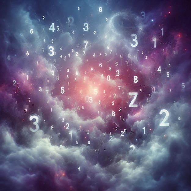 Photo ai generated numerology numbers in cosmic world