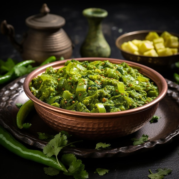 AI generated picture of tasty traditional foods on wooden table in the texture background