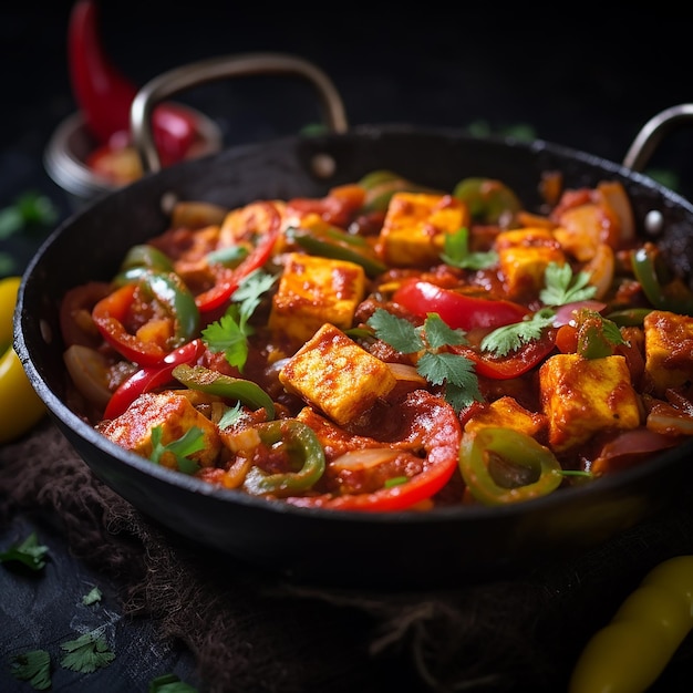 AI generated picture of tasty traditional foods on wooden table in the texture background