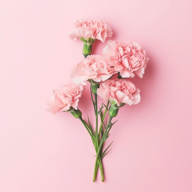 AI Generated pink carnation flowers Mother's day Valentine's Day background concept Generative AI