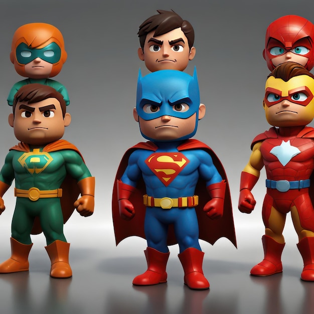 AI generated a team of 3D cartoon superheroes each with unique costumes powers and personalities