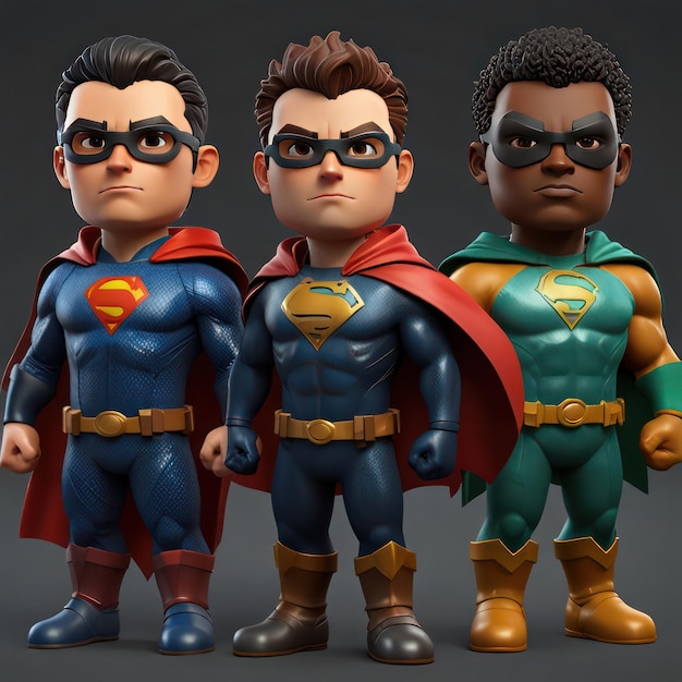 Photo ai generated a team of 3d cartoon superheroes each with unique costumes powers and personalities