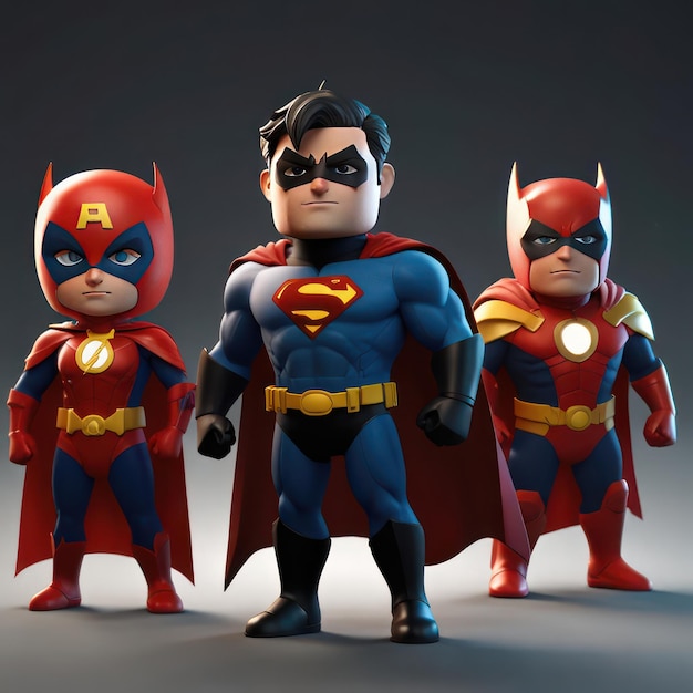 AI generated a team of 3D cartoon superheroes each with unique costumes powers and personalities