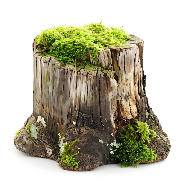 AI generated Tree stump covered with green moss