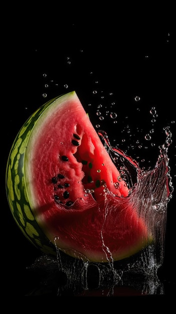 AI generated Watermelon slice with water splash