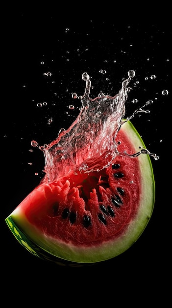 AI generated Watermelon slice with water splash