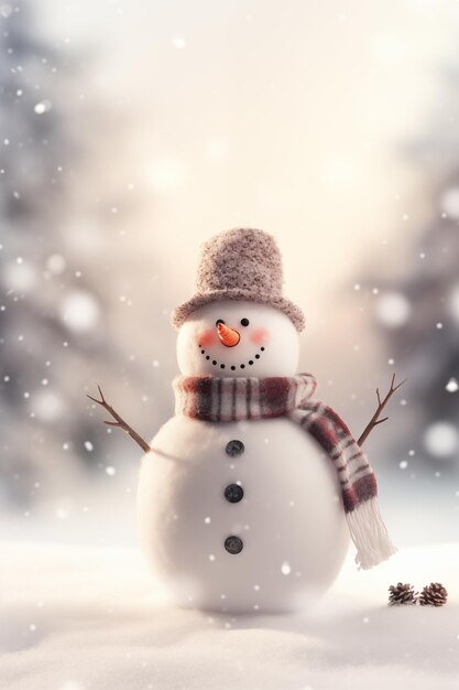 Ai Generated Winter Snowman